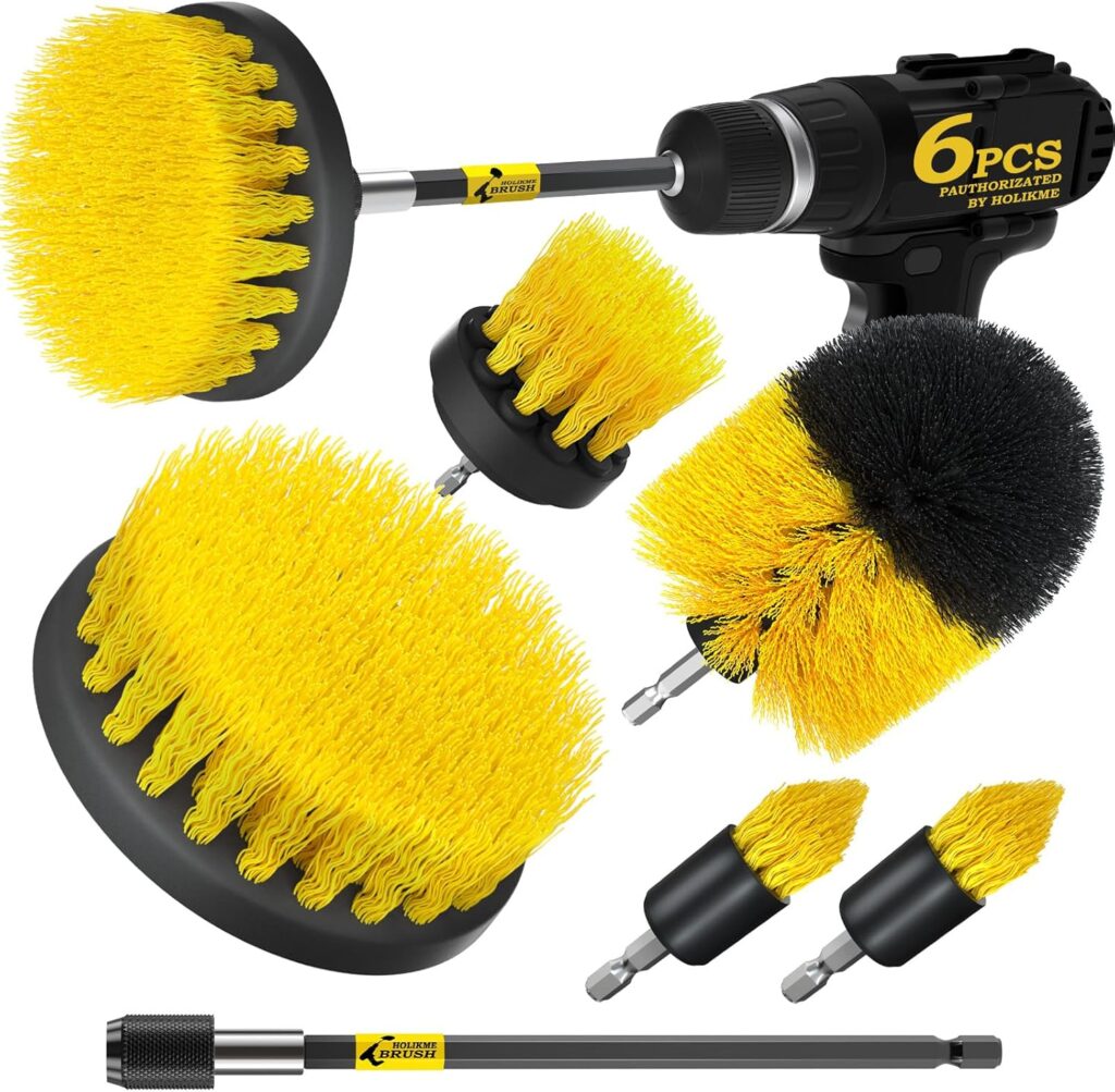 Drillbrush tub and tile power scrubber attachment set for bathrooms