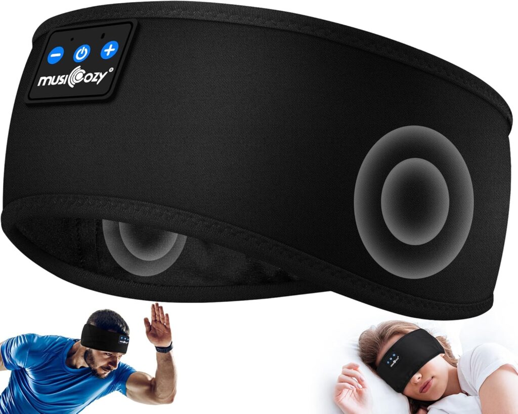 Bluetooth sleep headband headphones with eye mask – comfortable for side sleepers