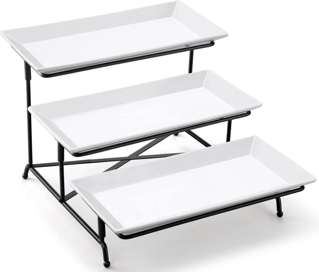 Foldable serving trays with snacks and drinks neatly arranged