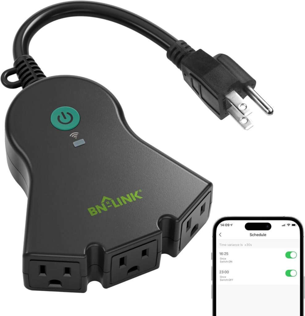 Smart plug with Alexa and Google Assistant compatibility – voice-controlled bedroom gadget