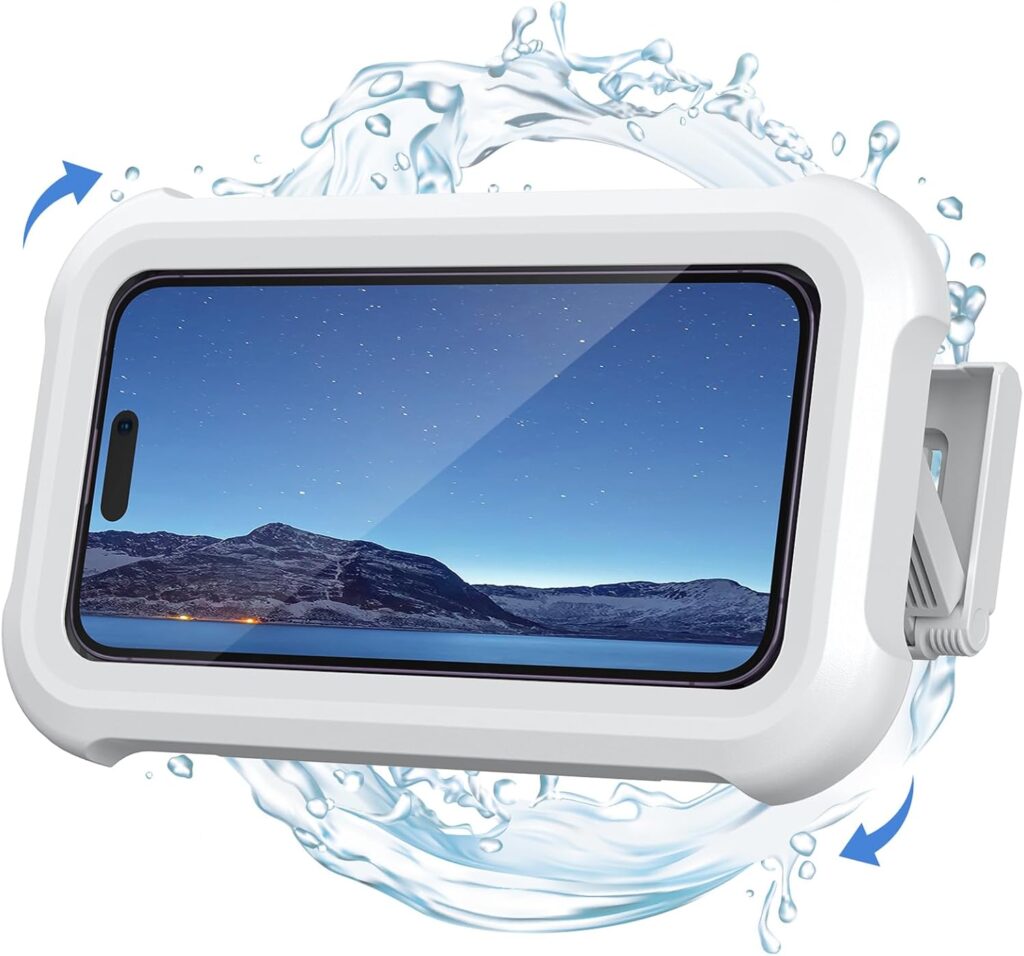 Waterproof phone holder for shower wall – TikTok bathroom gadget for streaming and scrolling