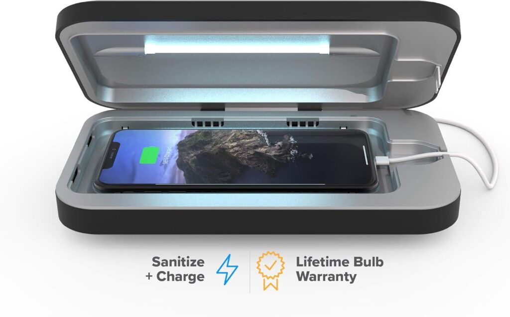 UV-C light phone sanitizer box for disinfecting electronics and accessories
