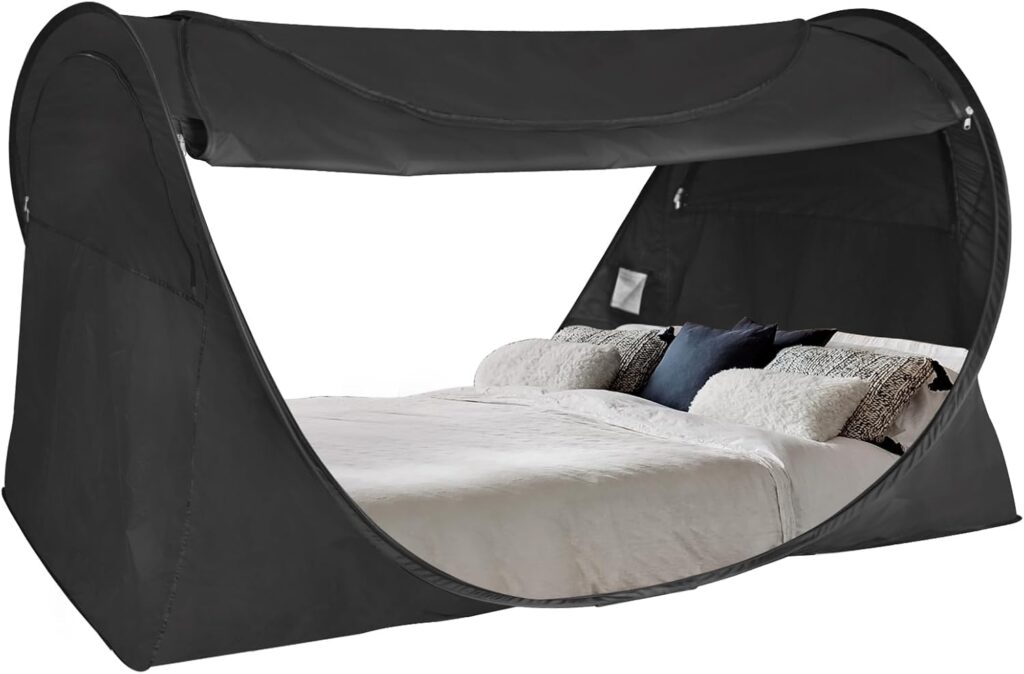 Pop-up privacy canopy tent for bed – sleep isolation and light blocking