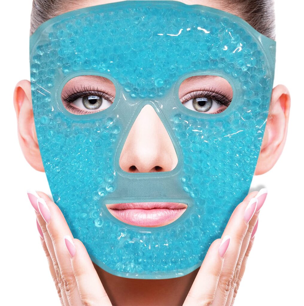Weighted cooling eye mask with gel insert – dark sleep aid and migraine relief