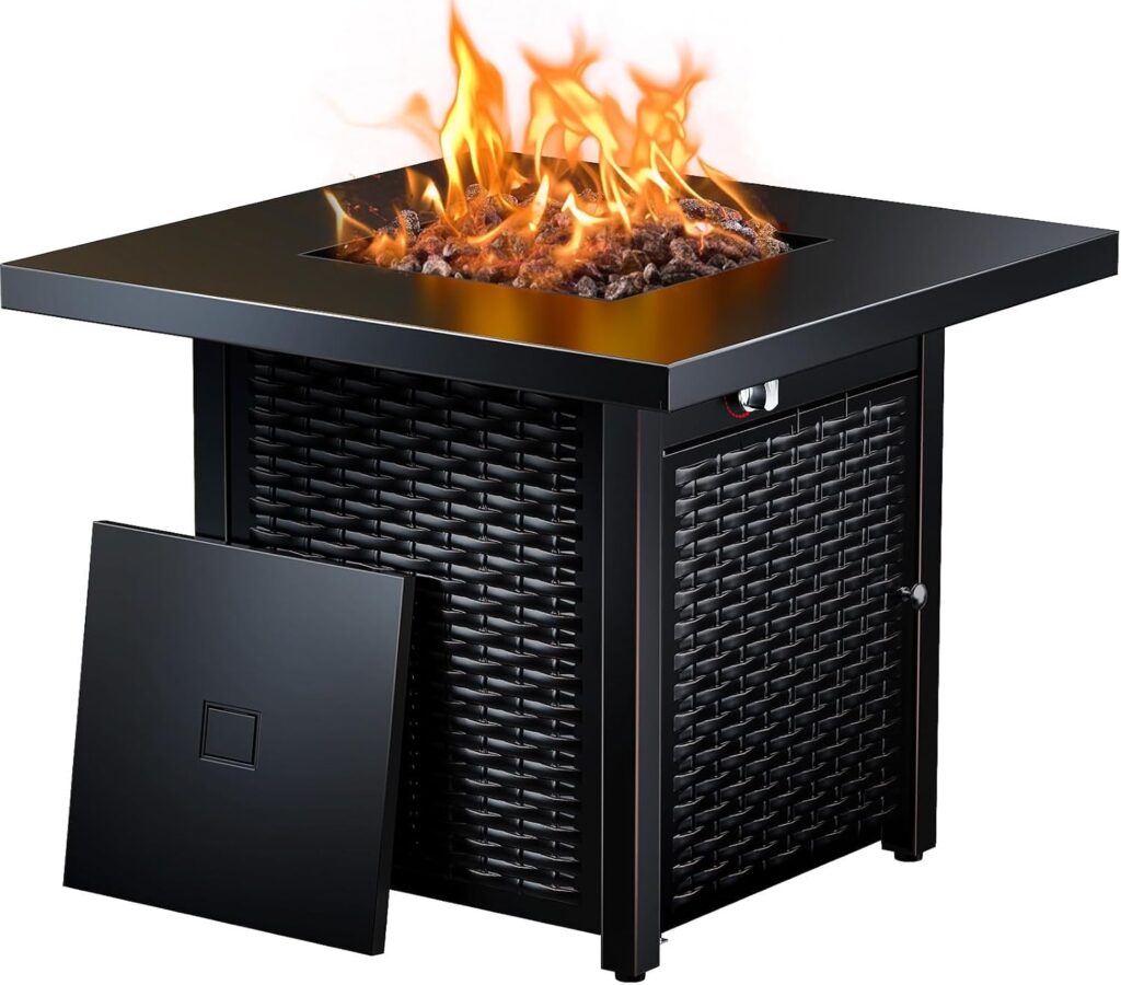 Clean-burning tabletop fire pit glowing with ethanol flames