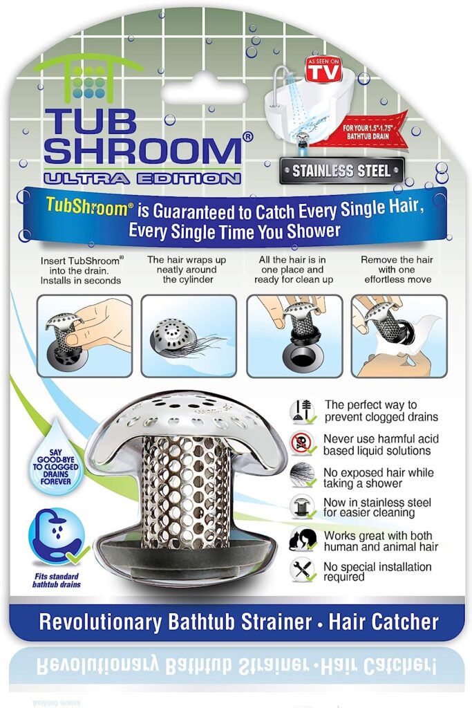 TubShroom hair catcher drain protector for bathroom cleaning
