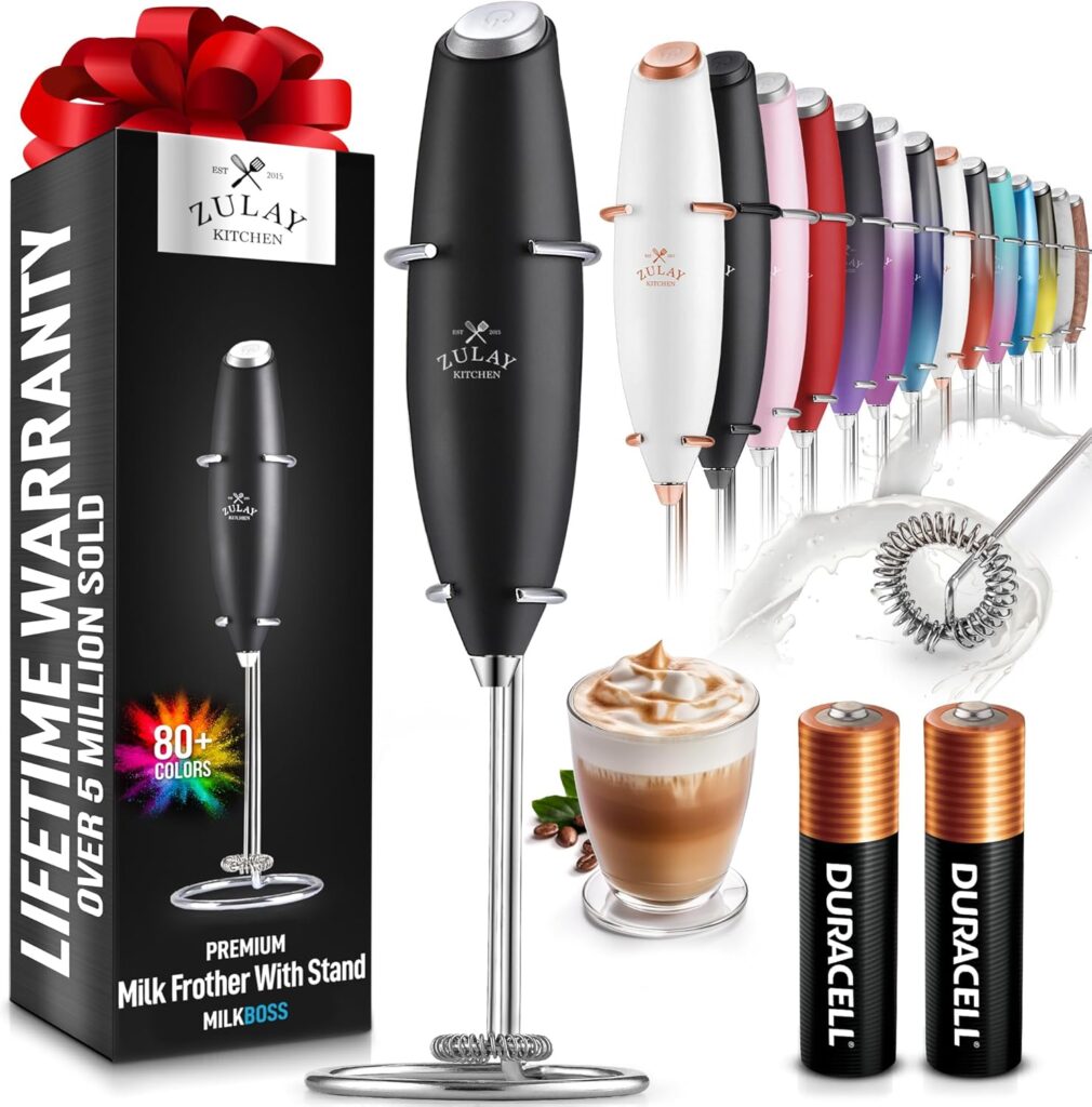 Zulay Original Milk Frother – handheld electric foam maker for lattes and coffee – viral kitchen gadget 2025