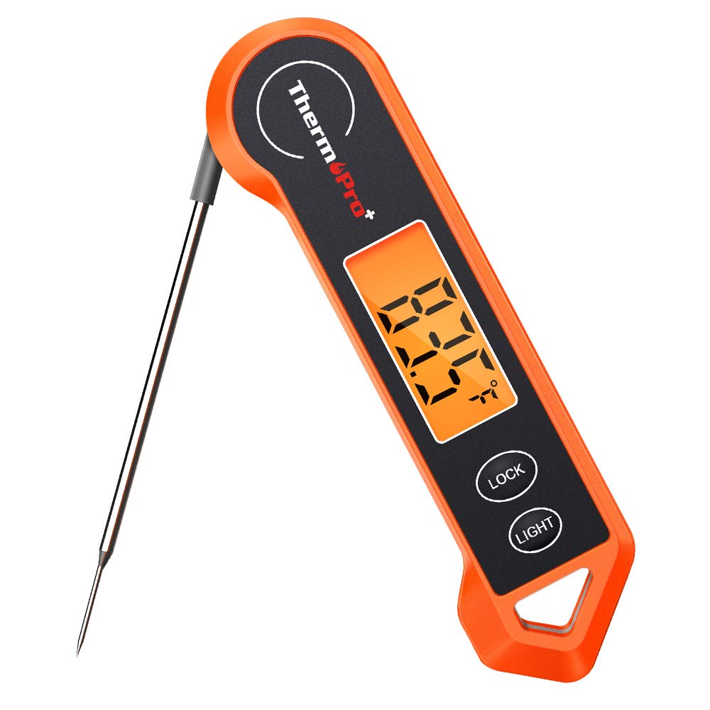 ThermoPro Digital Meat Thermometer – waterproof instant-read food thermometer with ambidextrous backlit display for grilling and cooking